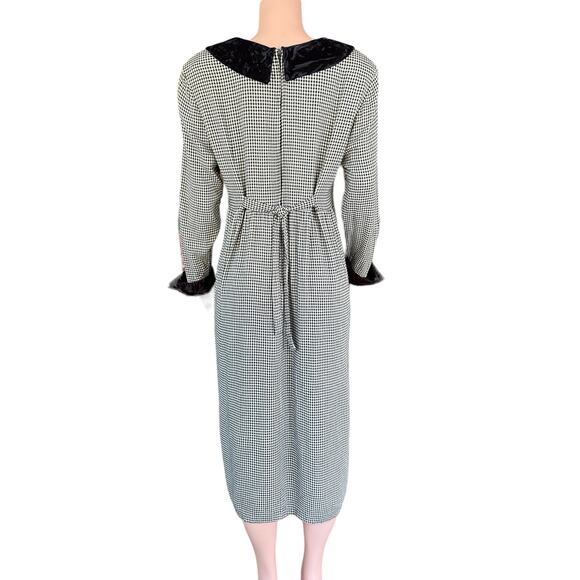 Vintage 80s Jessica Howard Houndstooth Dress Long Sleeve Peter Pan Collar XL 16 - Picture 12 of 12